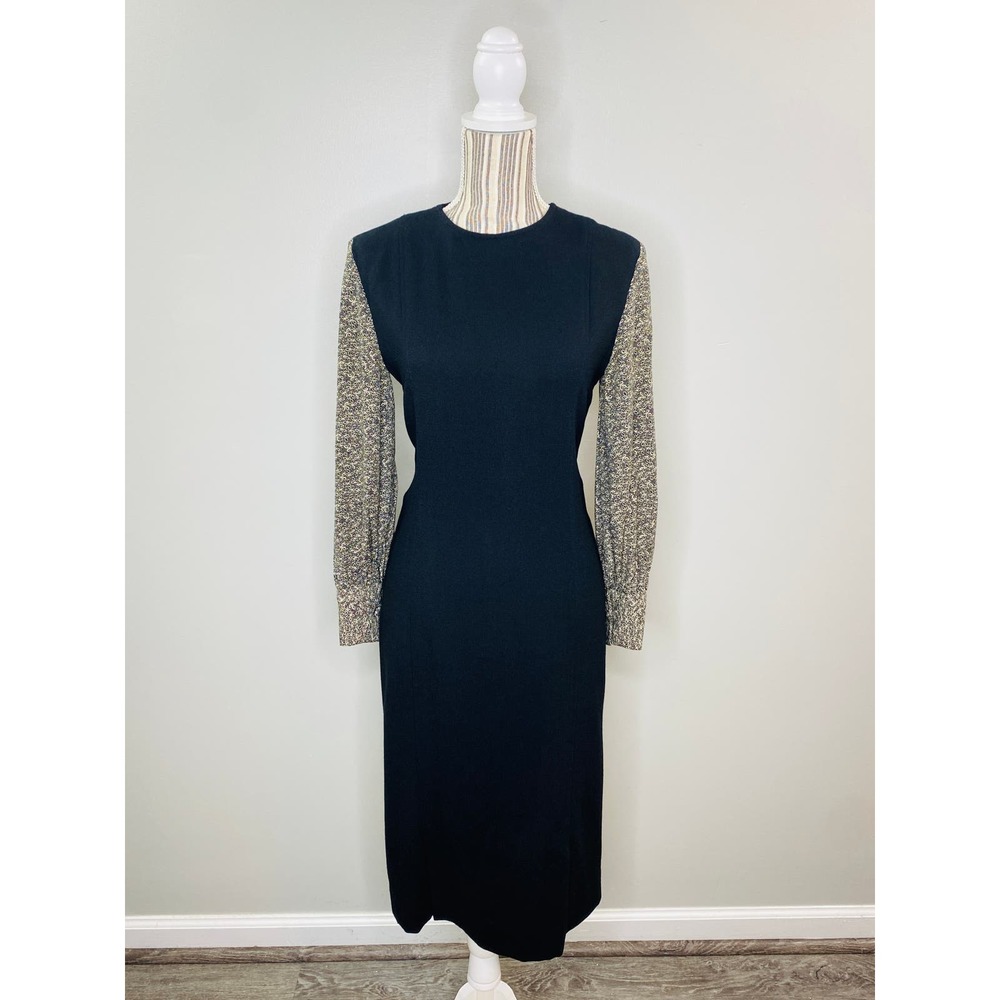 Vintage 90s Long Sleeve Sheath Dress Womens 6 Career Chic Classic Professional